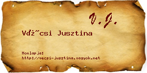 Vécsi Jusztina névjegykártya